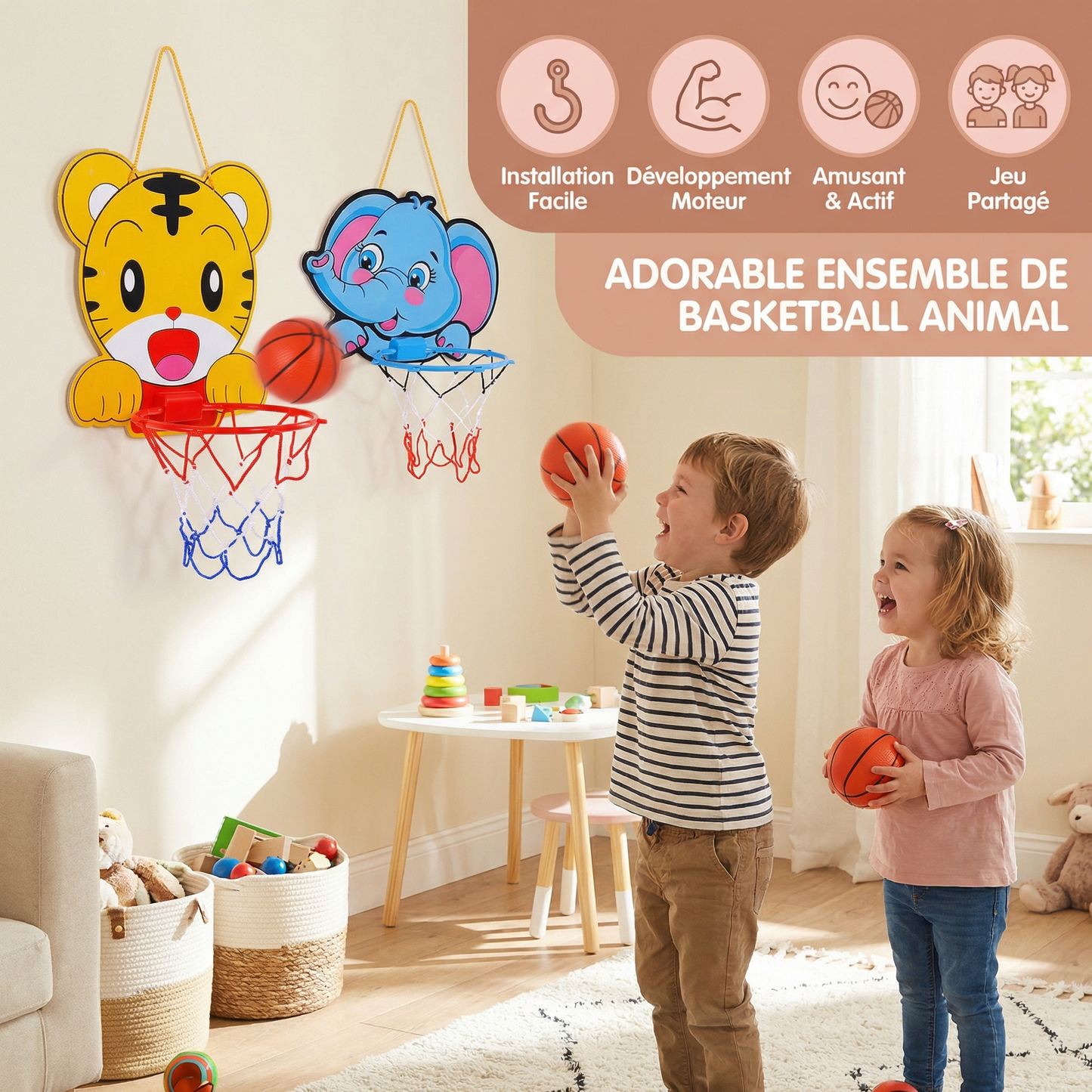 Adorable ensemble de basketball animal pour enfants