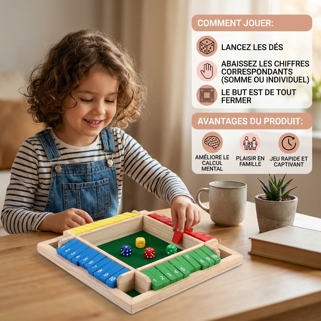Jeu familial Shut The Box – Ensemble 4 joueurs