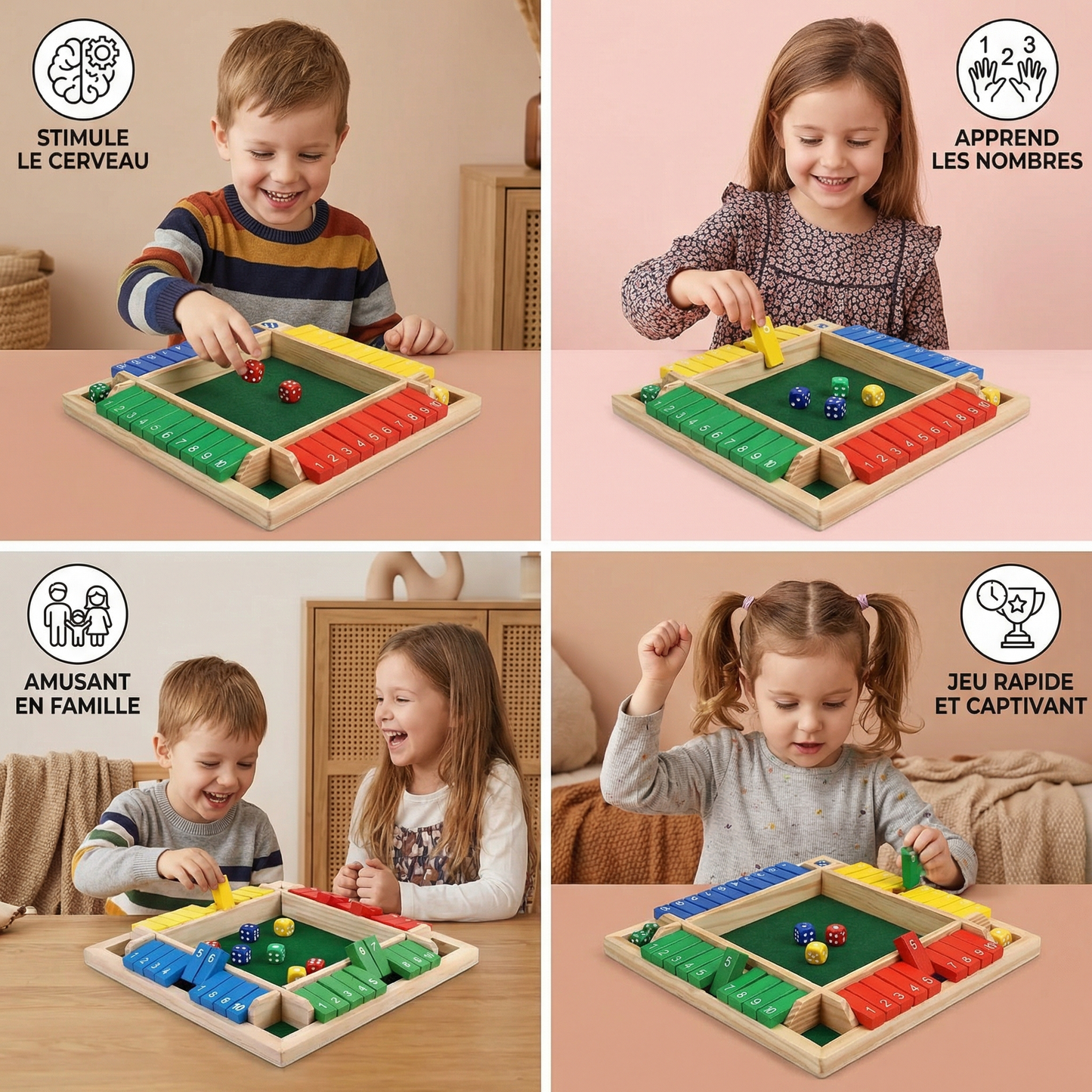 Jeu familial Shut The Box – Ensemble 4 joueurs