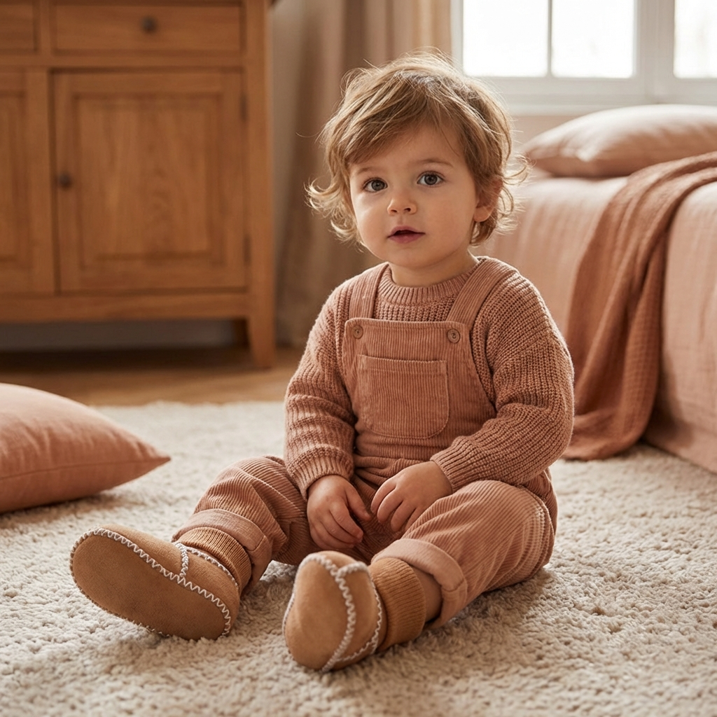 Chaussons Hiver Bébé Fourrés en Imitation Daim