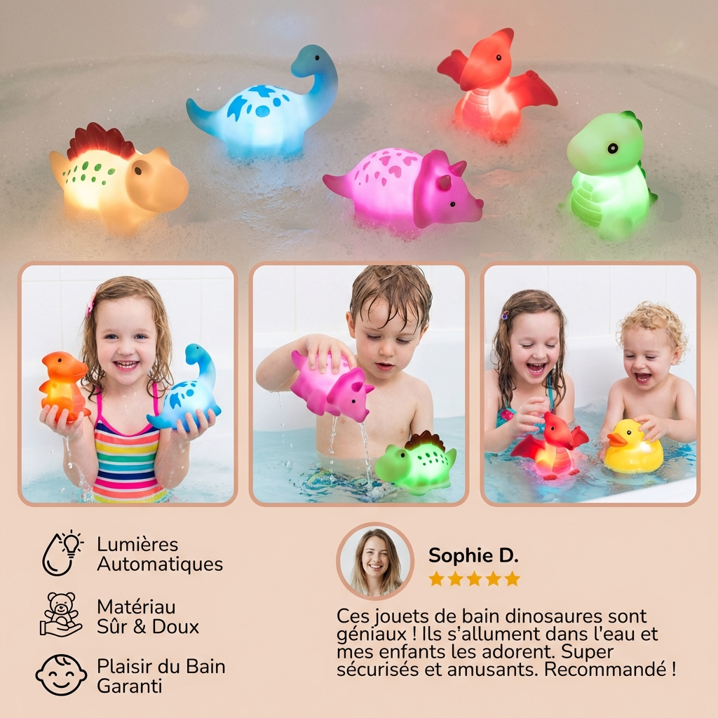 Jouet de bain dinosaure lumineux