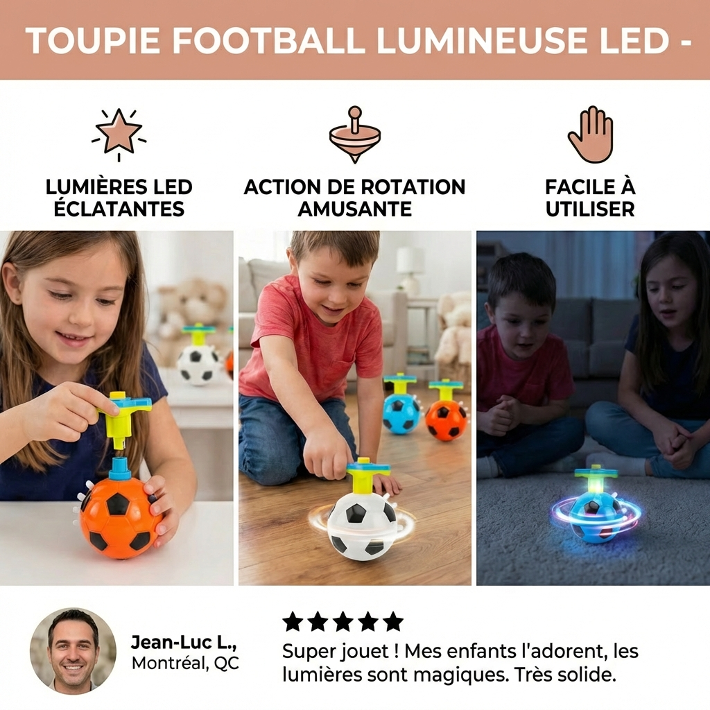 Toupie football lumineuse LED
