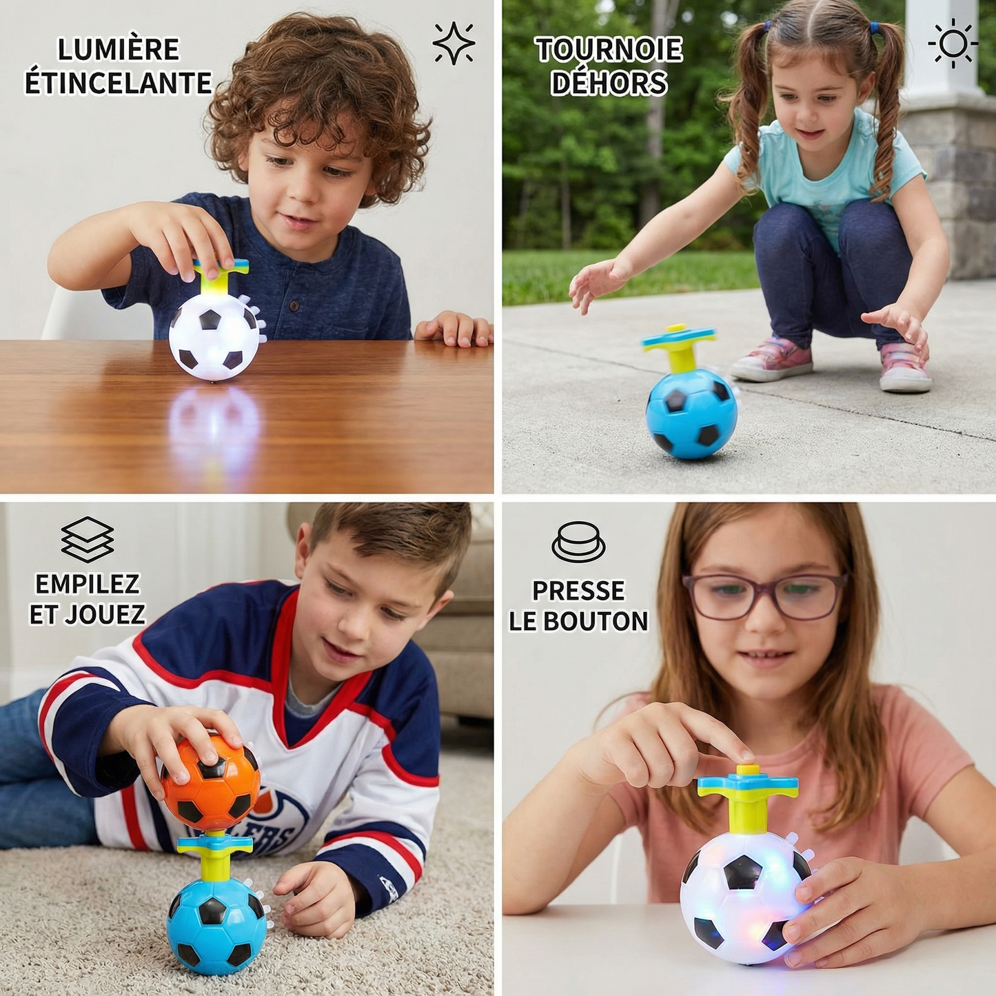 Toupie football lumineuse LED