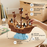 Jeu d’équilibre du bateau pirate pingouin