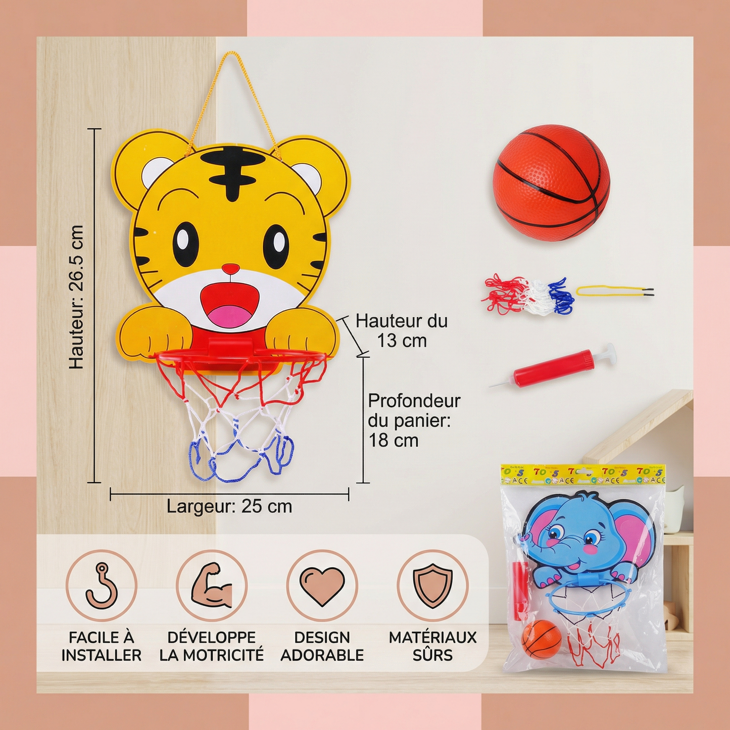Adorable ensemble de basketball animal pour enfants