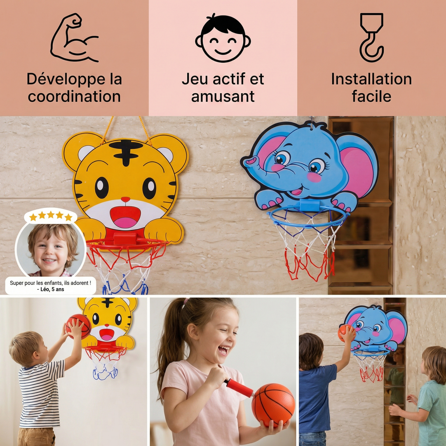 Adorable ensemble de basketball animal pour enfants