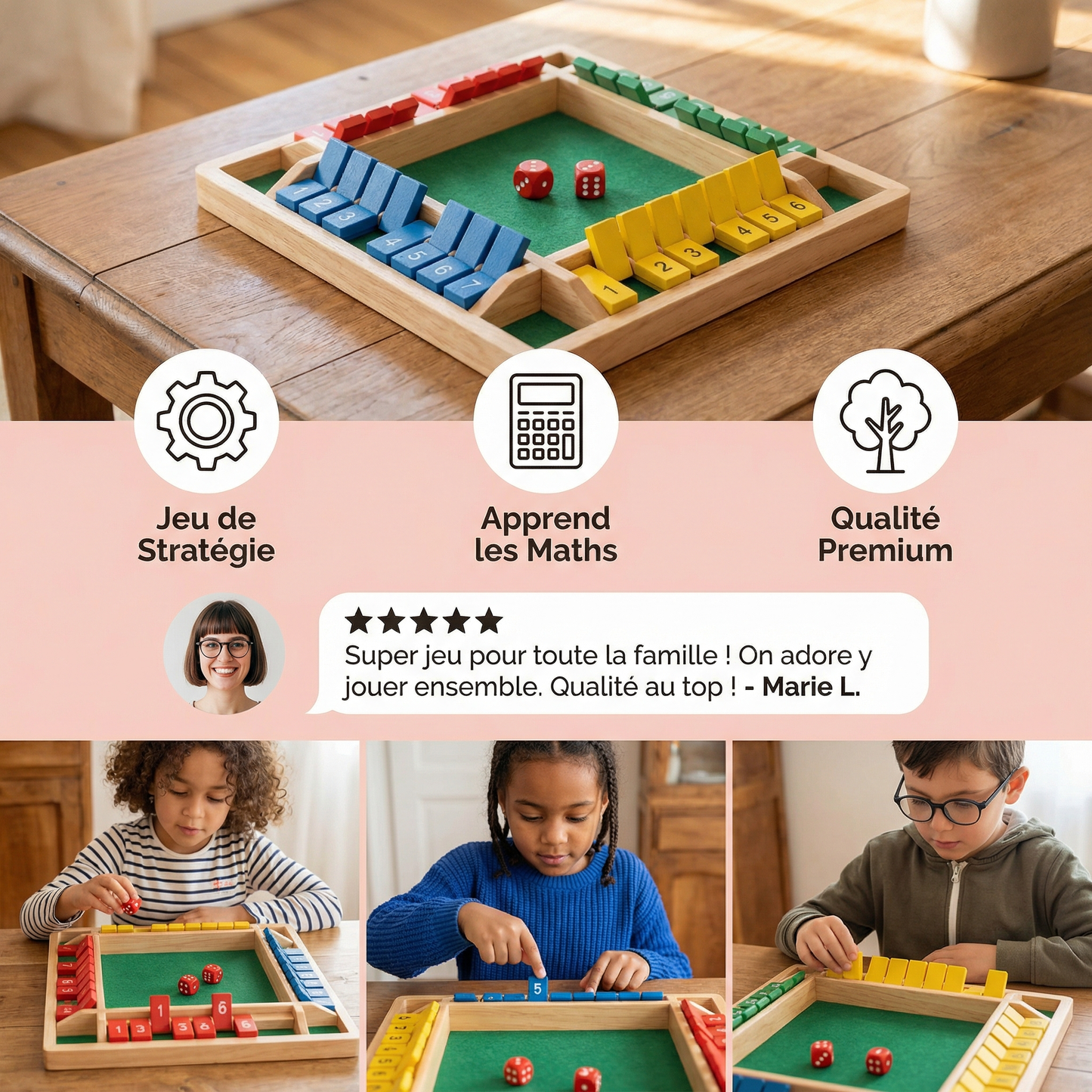 Jeu familial Shut The Box – Ensemble 4 joueurs