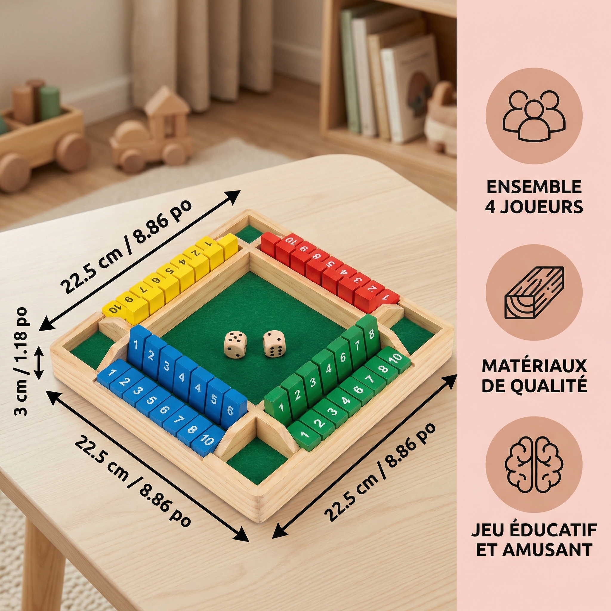 Jeu familial Shut The Box – Ensemble 4 joueurs