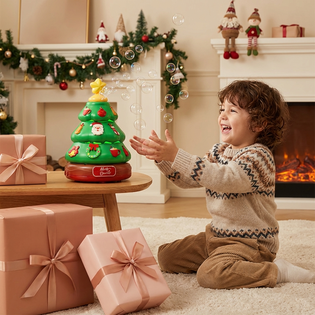 Sapin de Noël à bulles musicales avec autocollants à décorer