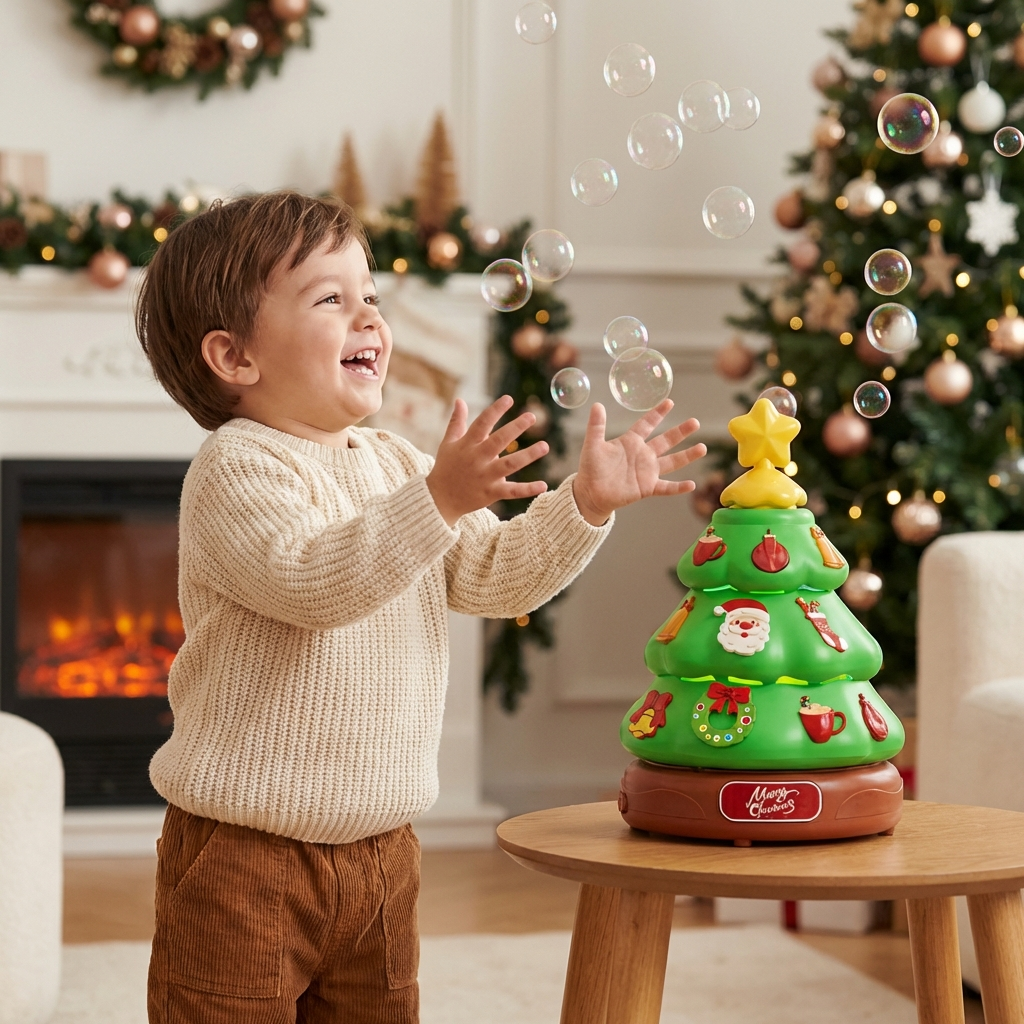 Sapin de Noël à bulles musicales avec autocollants à décorer