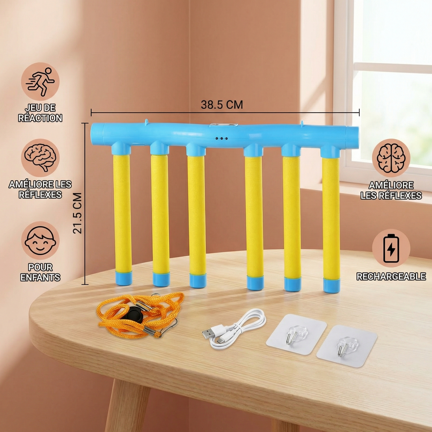 Bâtonnets tombants – jeu de réaction pour enfants