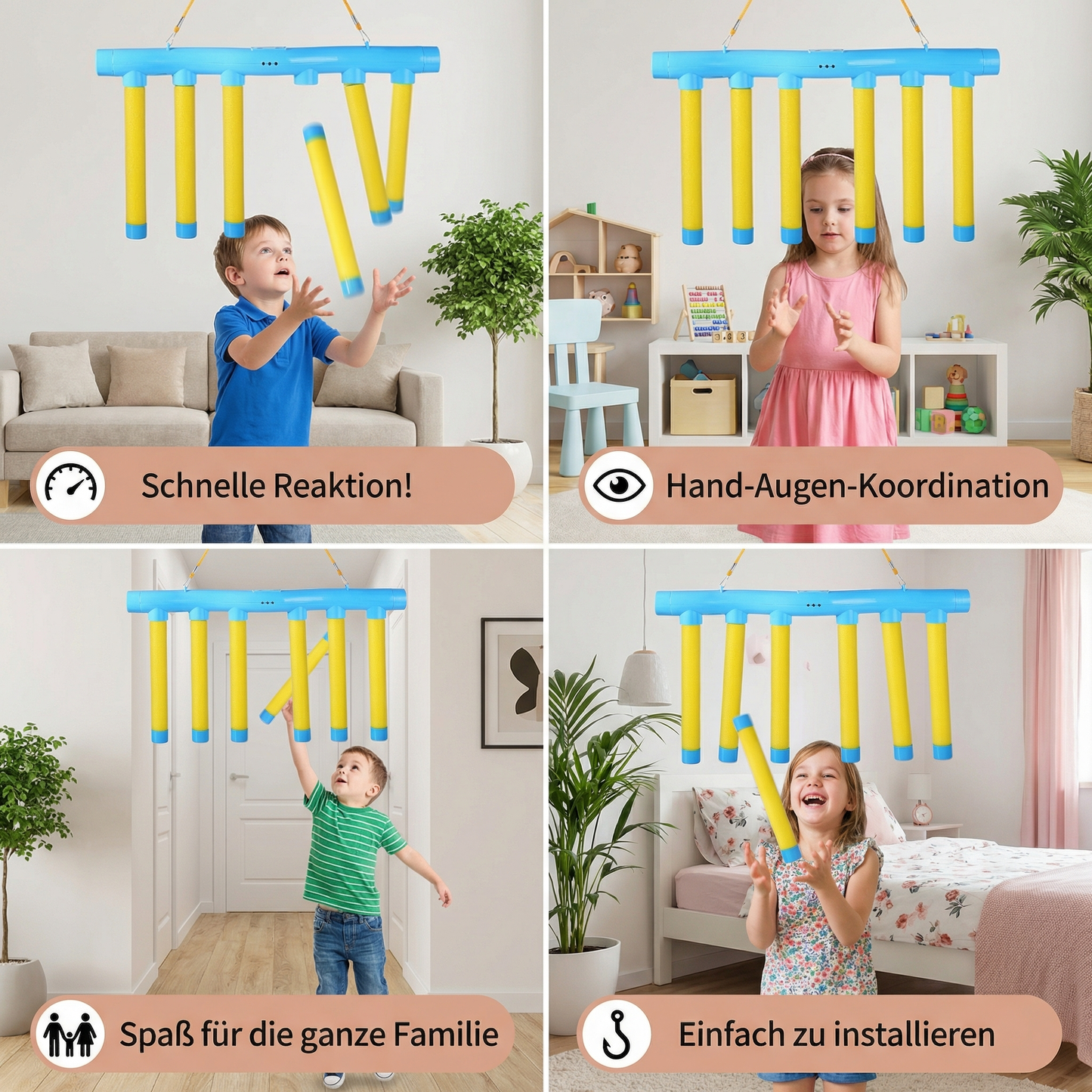 Bâtonnets tombants – jeu de réaction pour enfants