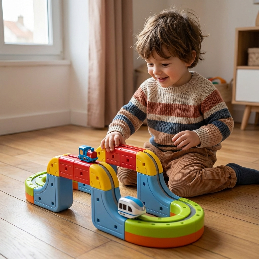 Jouet ferroviaire magnétique à cubes pour enfants