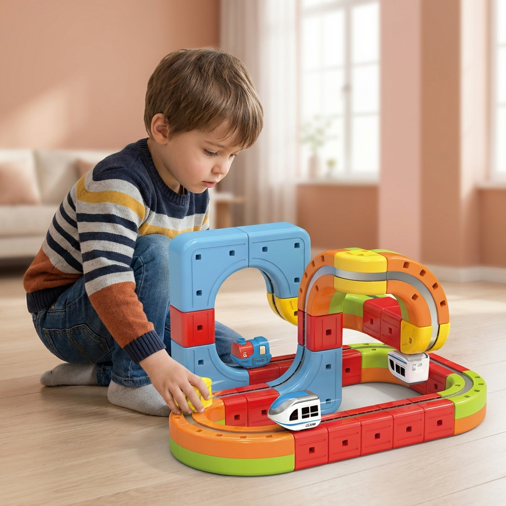 Jouet ferroviaire magnétique à cubes pour enfants