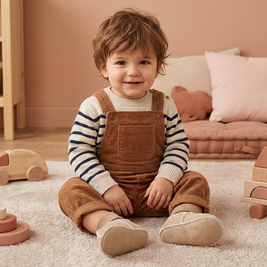 Chaussons Hiver Bébé Fourrés en Imitation Daim