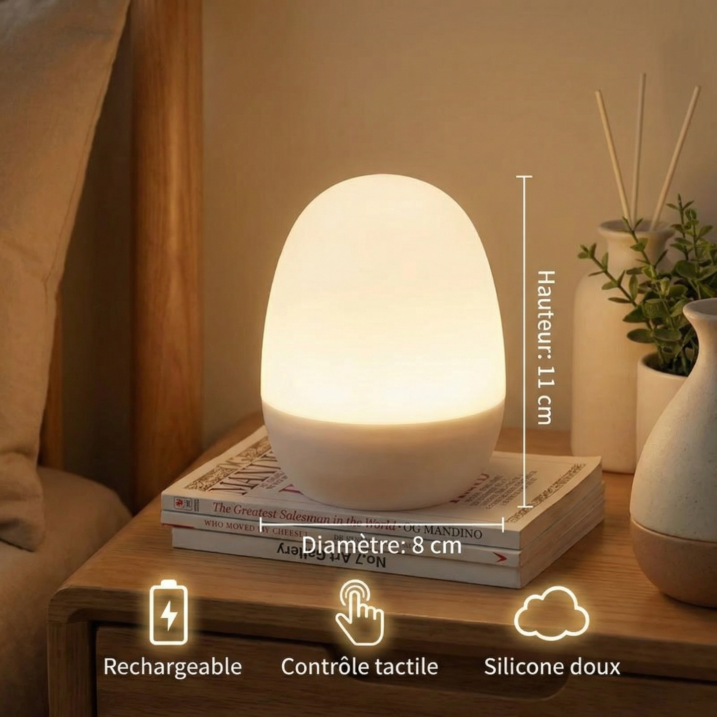 Veilleuse LED en silicone en forme d’œuf