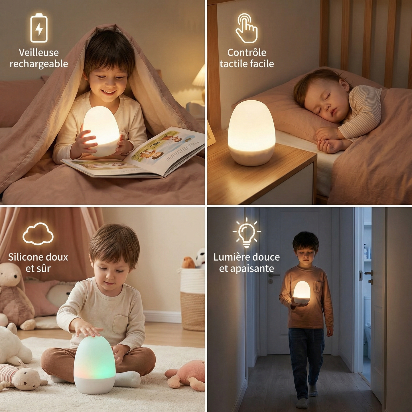 Veilleuse LED en silicone en forme d’œuf