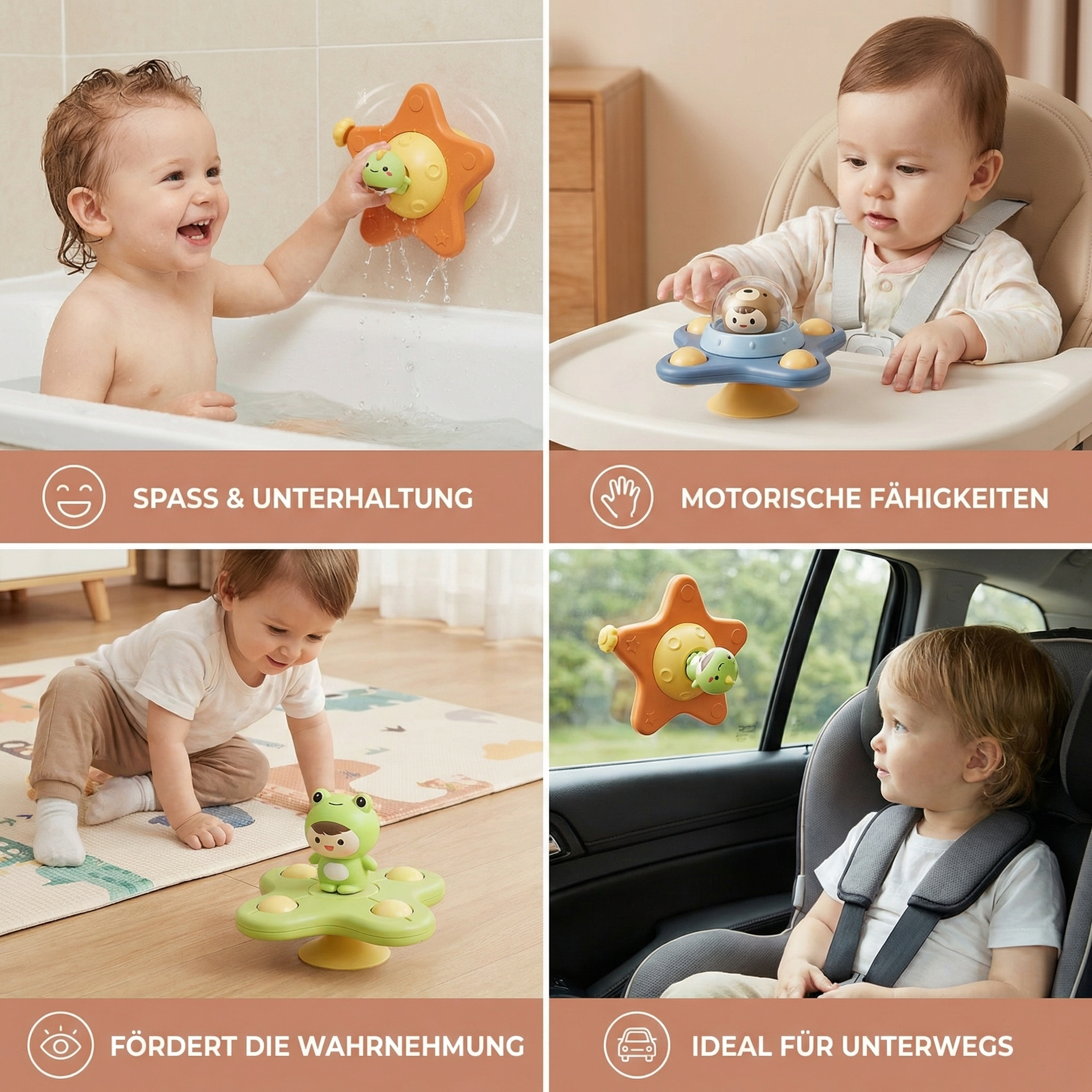 Spinner Montessori à ventouse – Jouet d’apprentissage rotatif