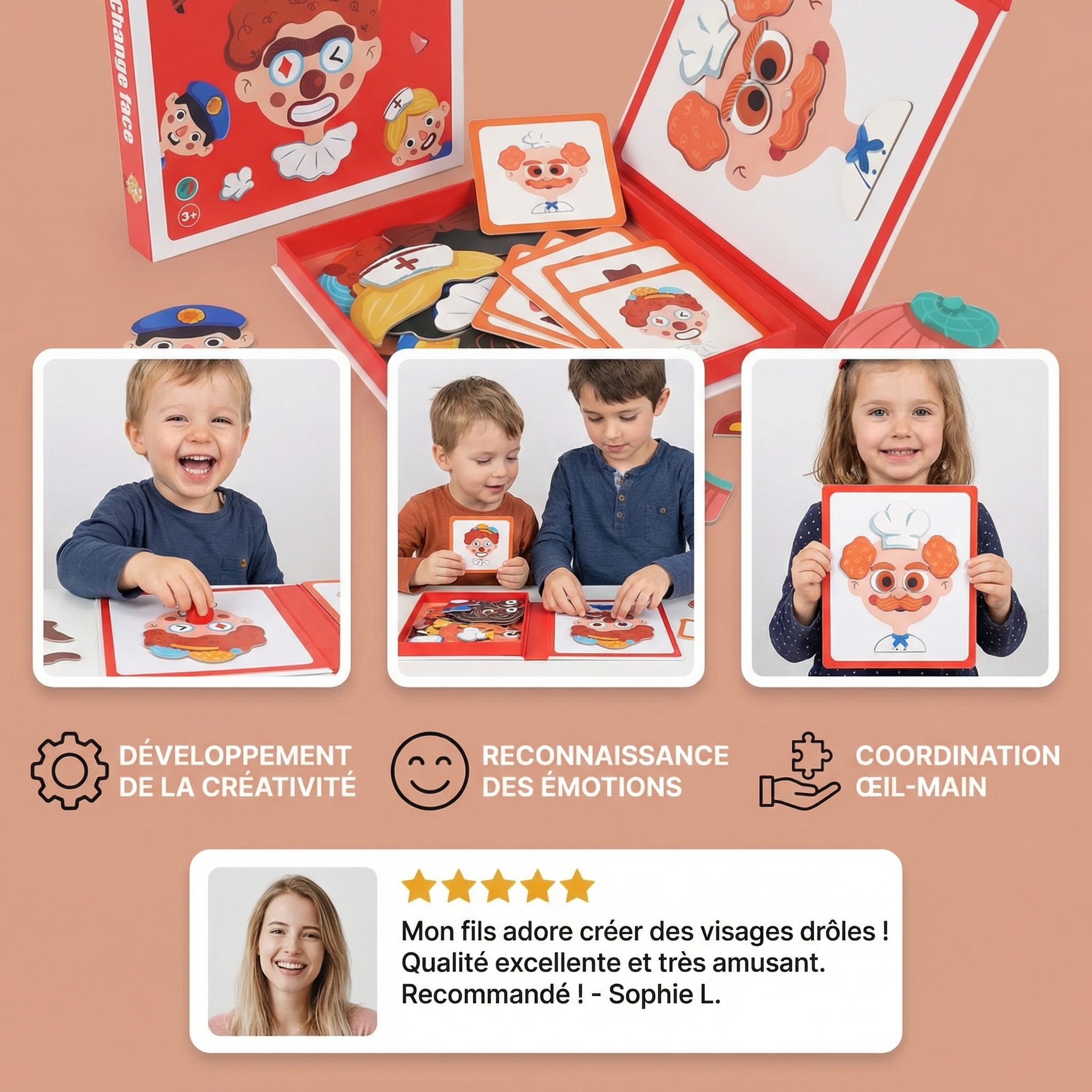 Puzzle éducatif des expressions du visage pour enfants