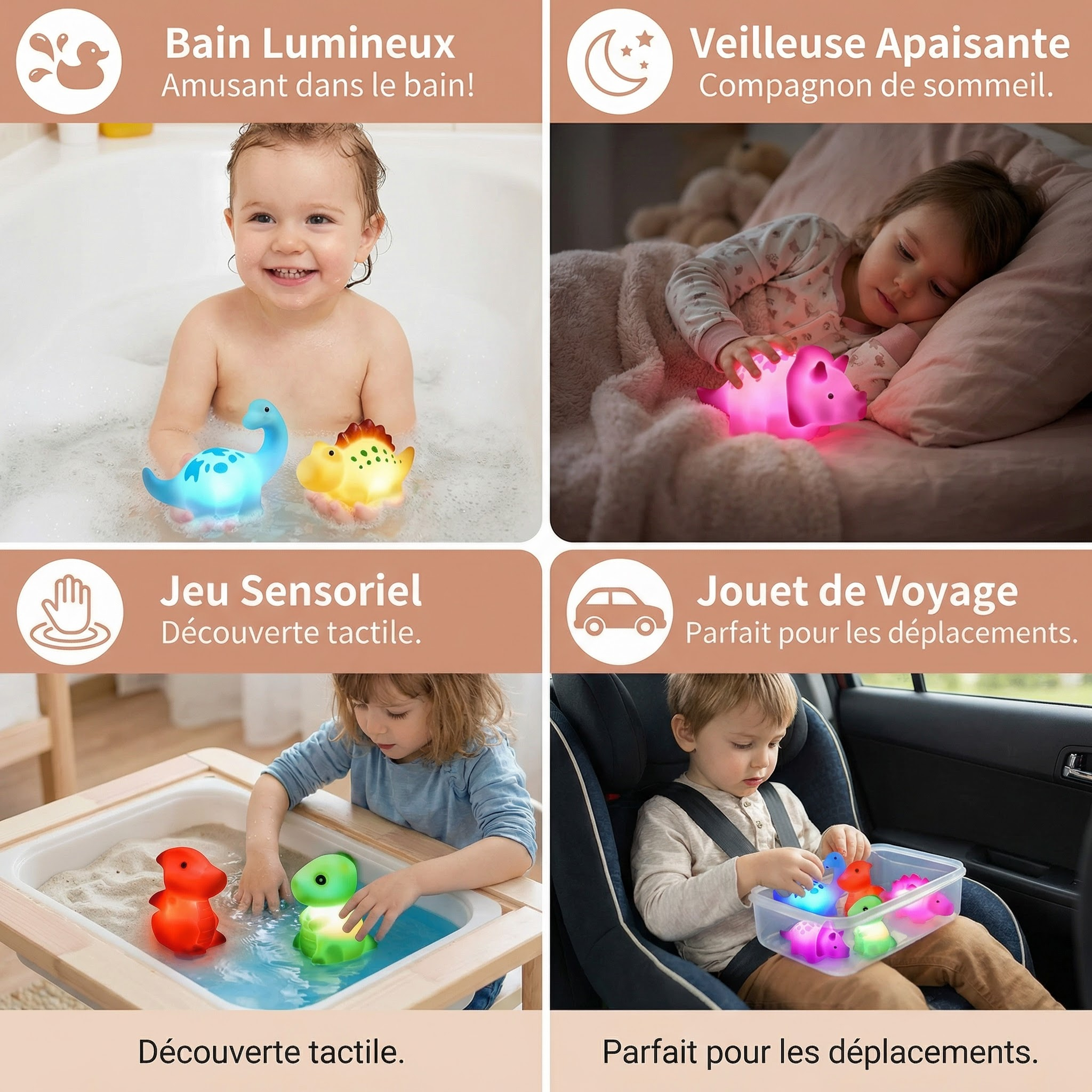 Jouet de bain dinosaure lumineux