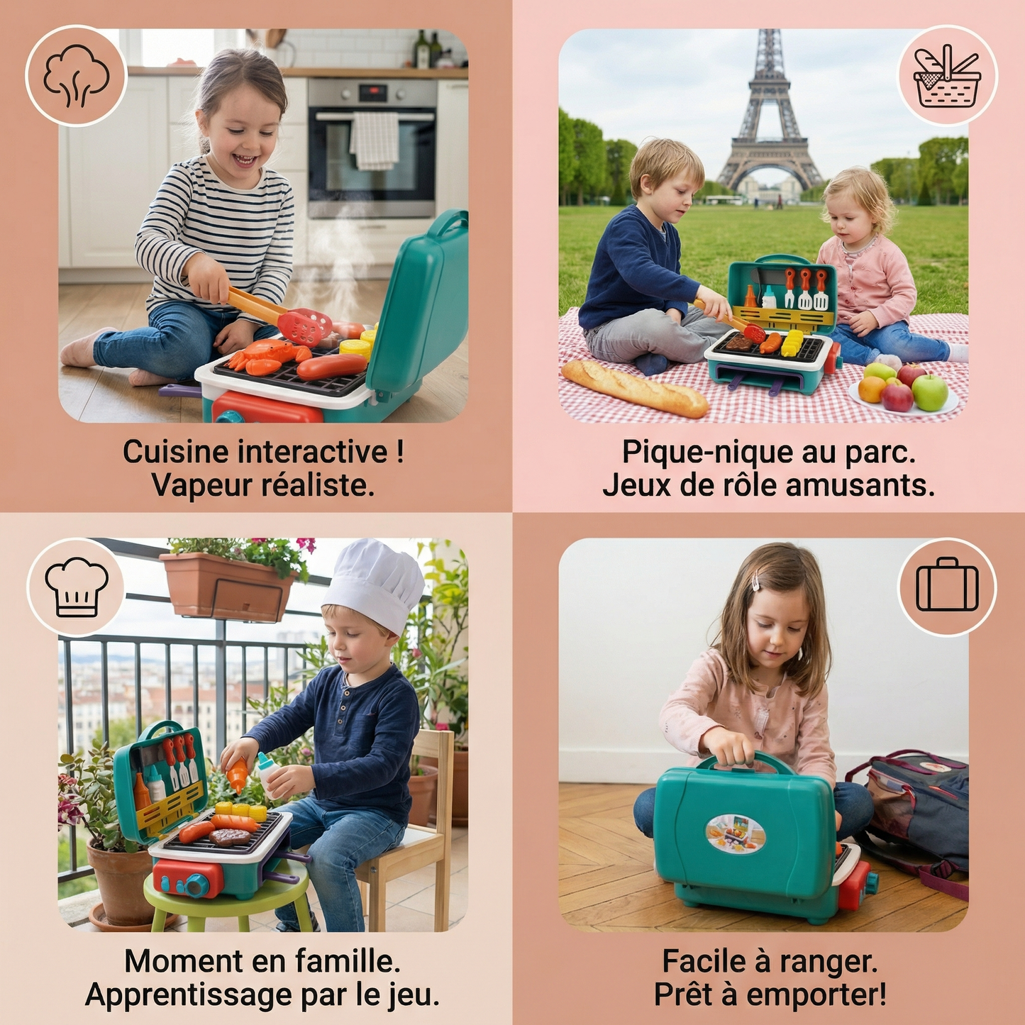 Mon premier BBQ – Cuisine pour enfants avec effet de fumée et aliments changeant de couleur
