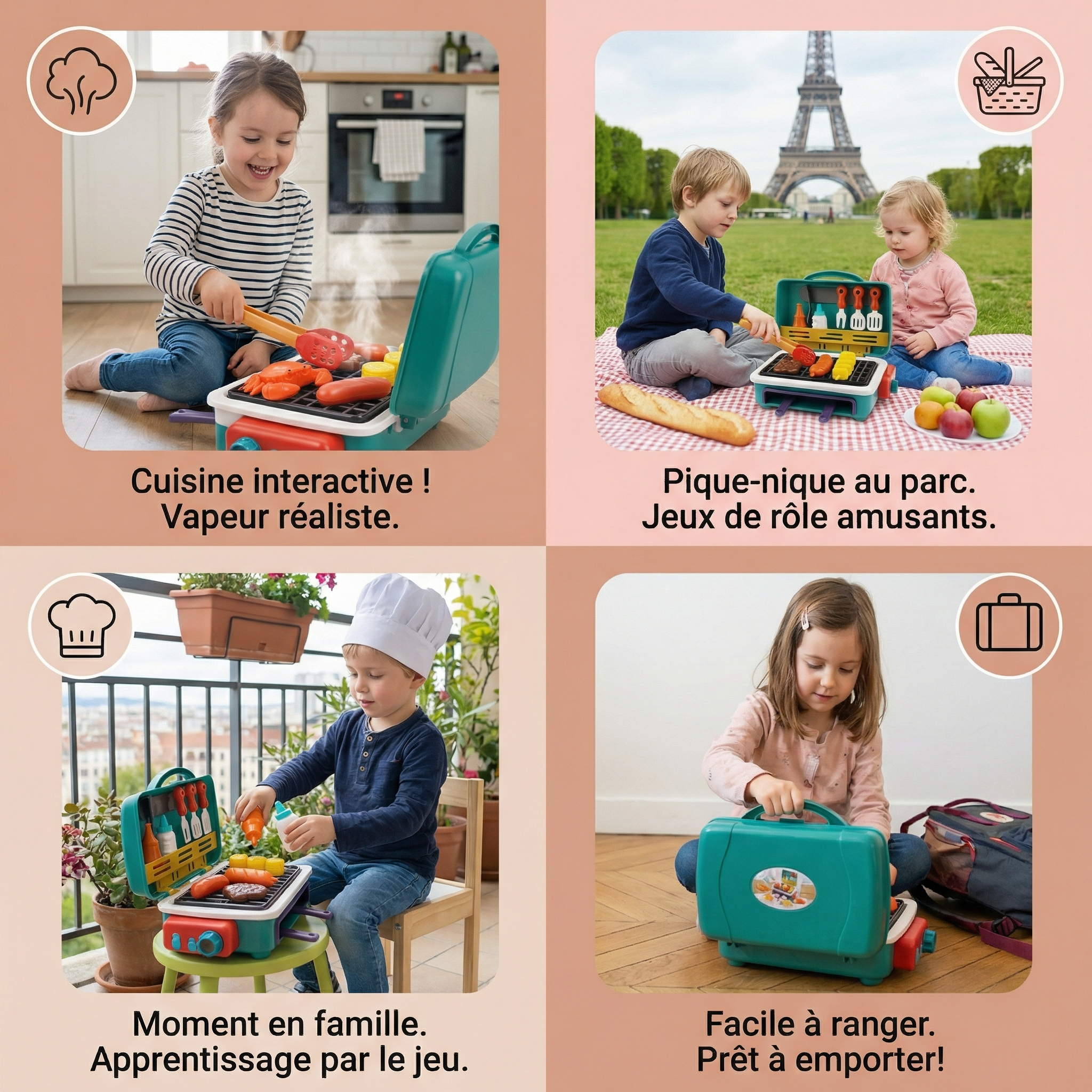 Mon premier BBQ – Cuisine pour enfants avec effet de fumée et aliments changeant de couleur