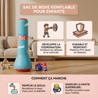 Sac de boxe gonflable pour enfants avec remplissage à l’eau