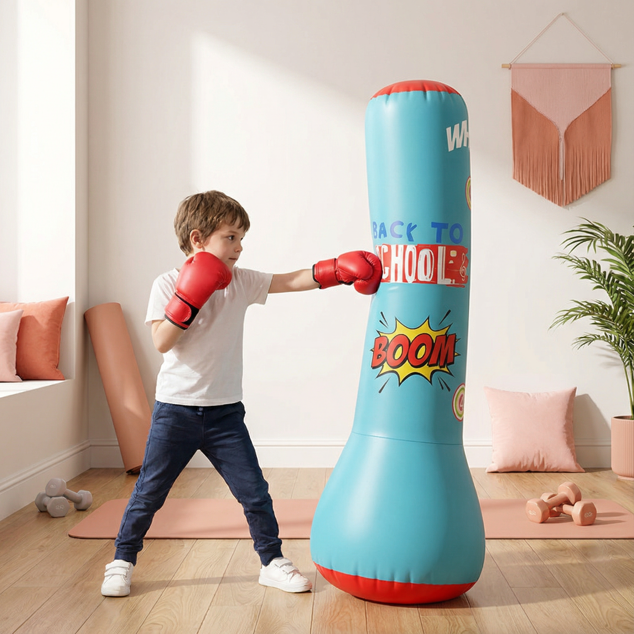 Sac de boxe gonflable pour enfants avec remplissage à l’eau