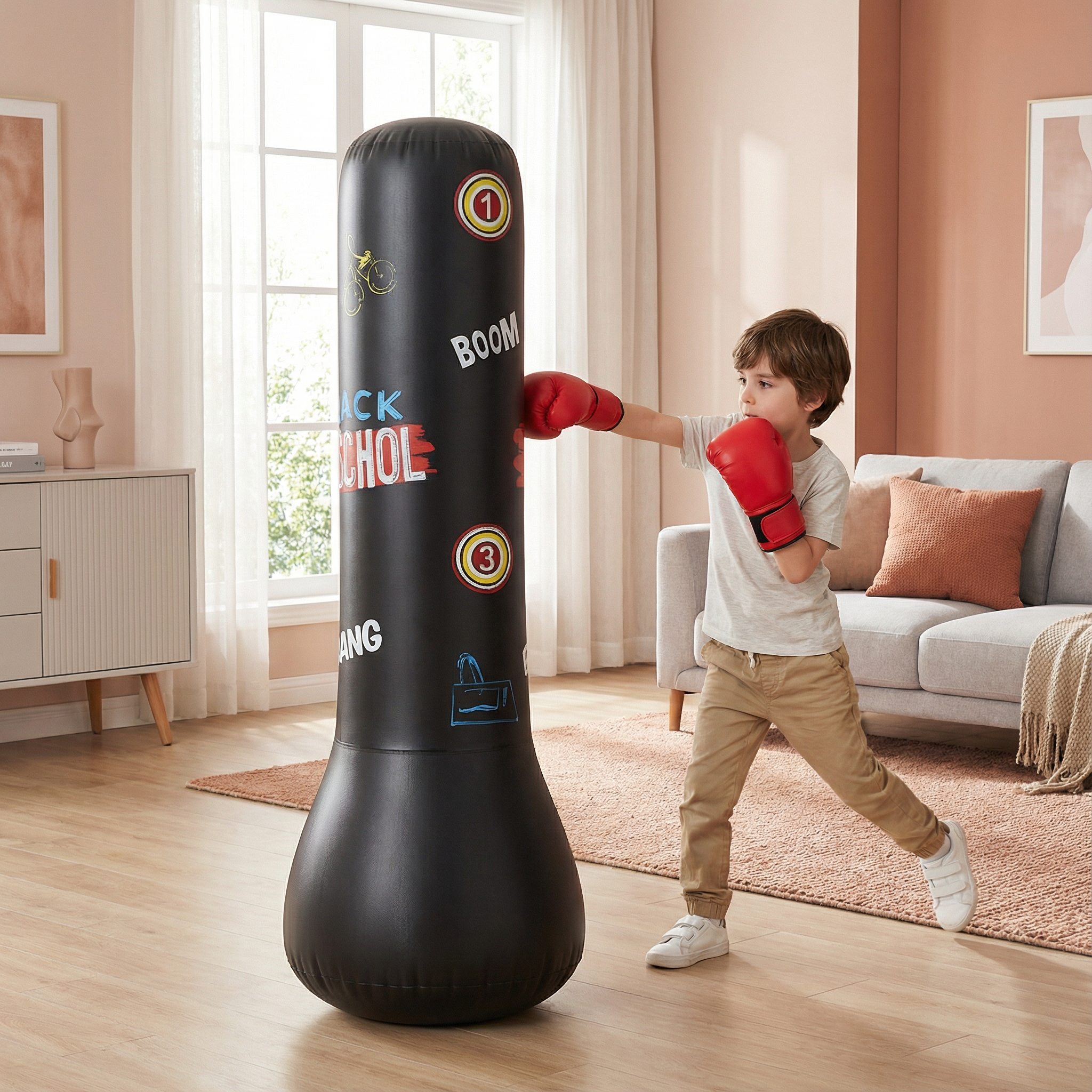 Sac de boxe gonflable pour enfants avec remplissage à l’eau