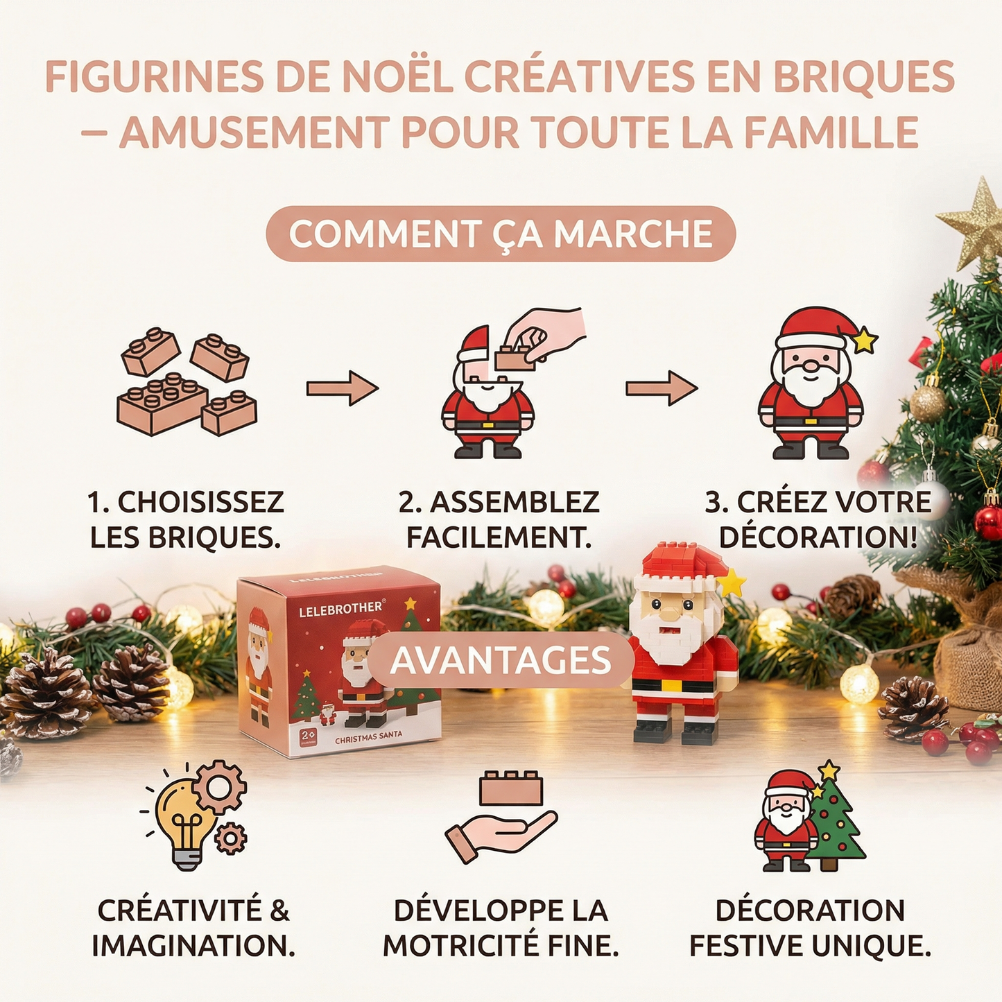 Figurines de Noël créatives en briques – amusement pour toute la famille